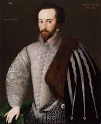 Walter Raleigh at the age of 34 in 1588, just six years after his adventure at the ford of Mainistir na Corann.