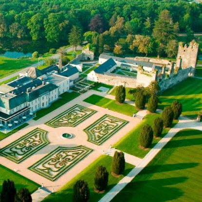 Castlemartyr House is now a hotel. Here we see the old Fitzgerald castle on the right, the Boyle house on the left and the parterre on the south side of the house.