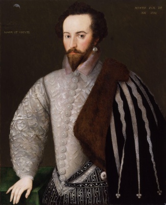 Sir Walter Raleigh painted in 1588 when he was aged just 34. This elegant portrait gives no idea of the sheer brutality of the man who participated in the massacre of Papal and Spanish forces at Smerwick Harbour near Dingle in 1580, a crime condemned all over Europe.