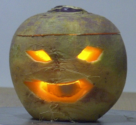 The Turnip Jack O'Lantern is the Irish Halloween tradition - the use of pumpkins is an American idea.